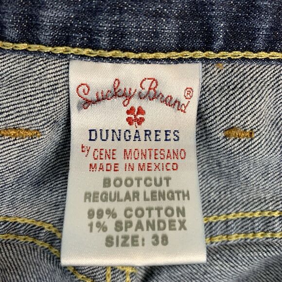 Lucky Brand Dungarees Gene Montesano Jeans Mens 38x33 Blue Denim Bootcut Cotton - Picture 7 of 8